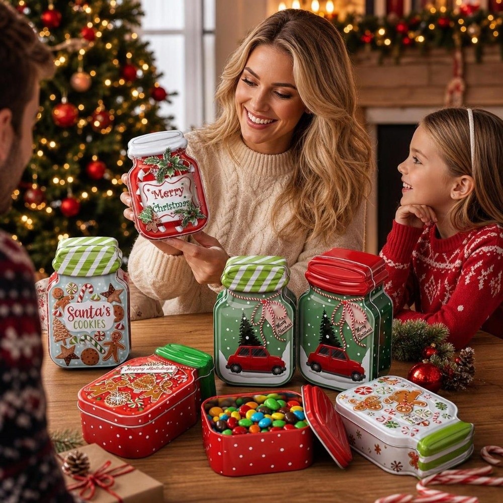Caixa de Metal para Natal com  - Tin Container Lid avaliação e preço